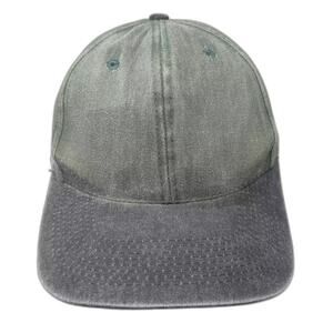 Toppers Baseball Cap Green Gray Slideback Hat OS Distressed Plain Blank 6 Panel